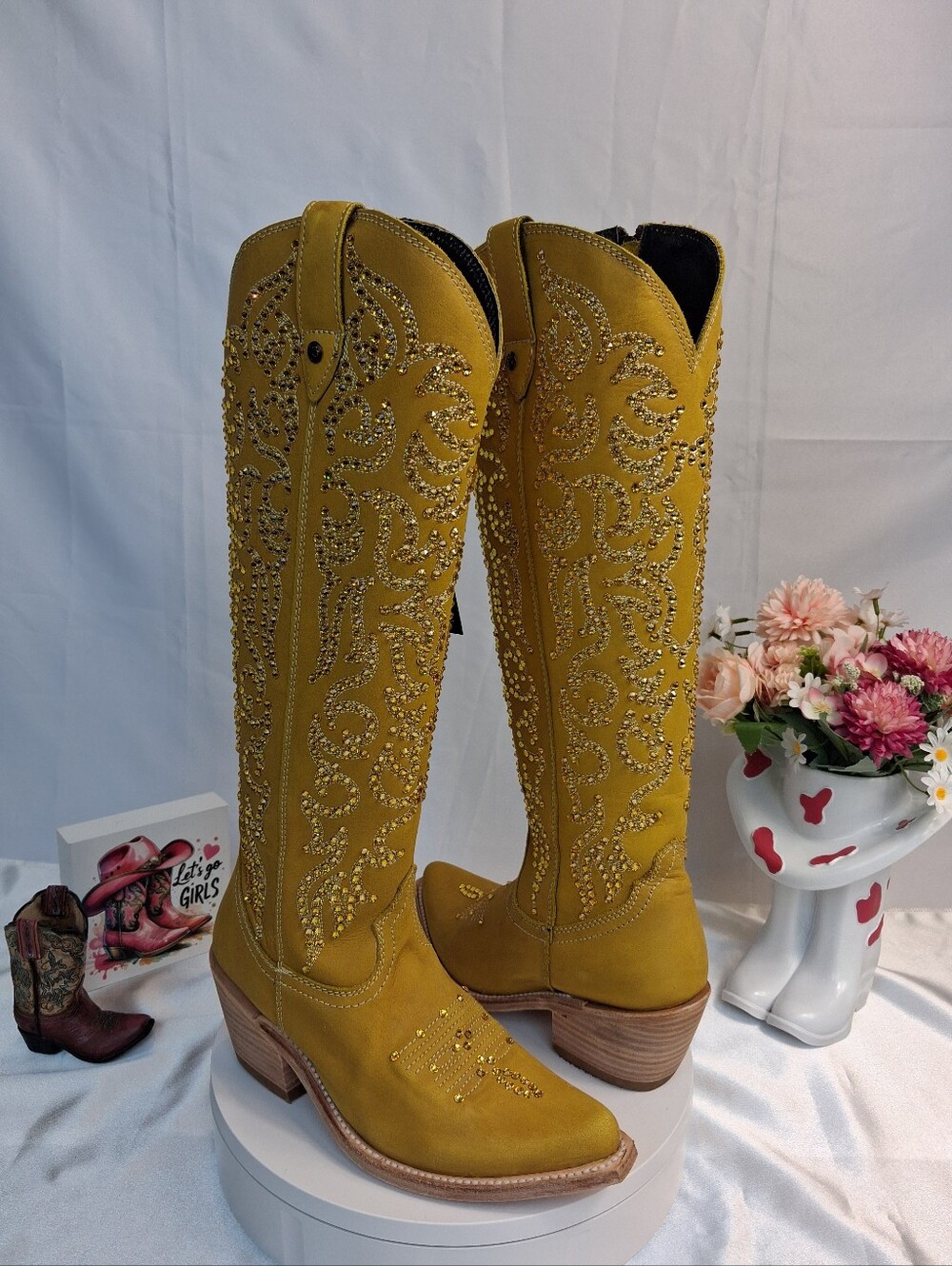 New Liberty Black Allie Sunshine Cowgirl Boots W/ Swarovski Crystals 7.5